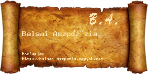 Balsai Aszpázia névjegykártya